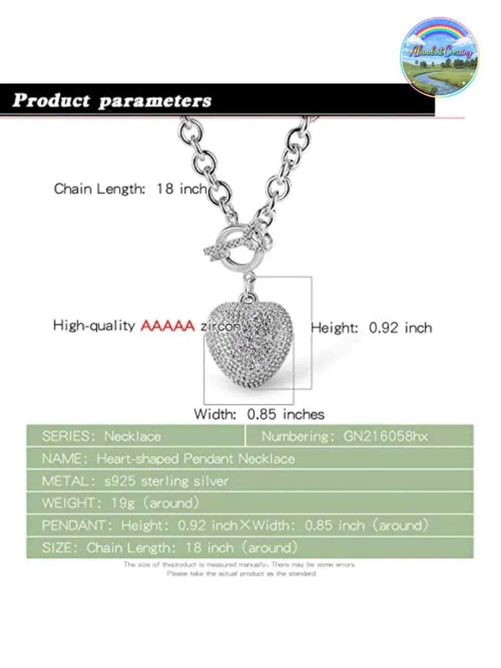 925 Sterling Silver Heart Pendant Necklace Franco Rolo Chain 18-19